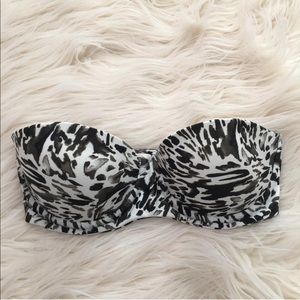 Mikoh Black white bikini push up bandeau top